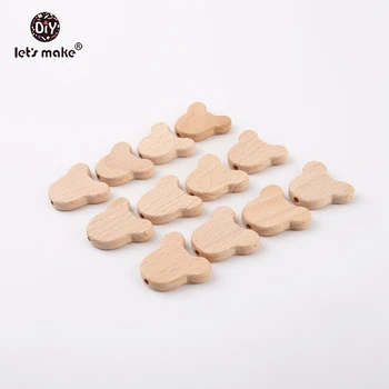 

Let's make 100pcs BPA Free Unfinished Natural Beech Wood Bears Wooden Teether DIY Pacifier Clip Accessories Baby Teething