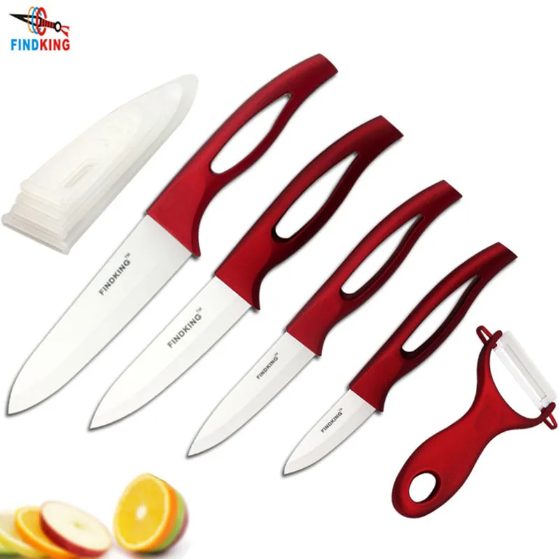 

FINDKING Beauty Gifts Zirconia good red handle Ceramic fruit Knife kitchen Set 3" 4" 5" 6" inch+ Peeler+Covers