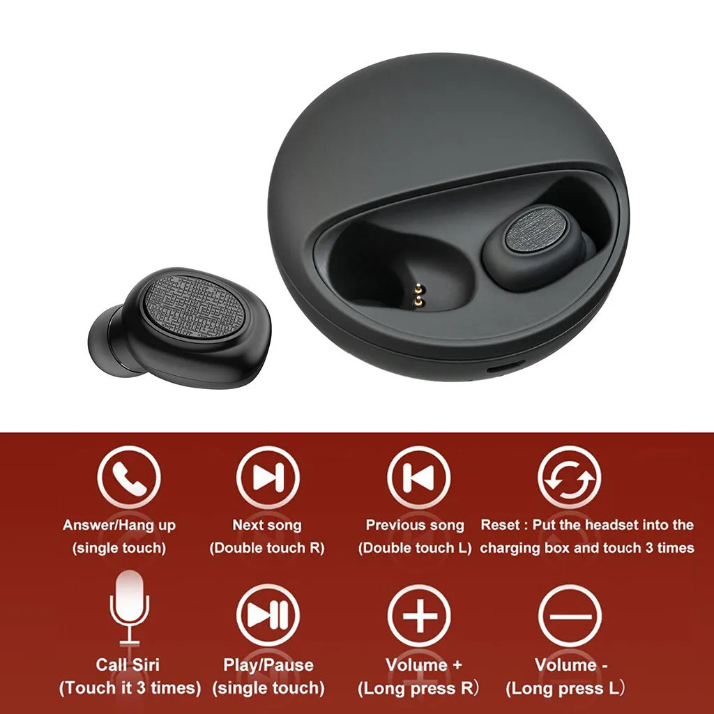 

2019 NEW Wireless TWS Headset BT 5.0 Sports Dual In-Ear Stereo With Charging Case Purchasing dropshipping