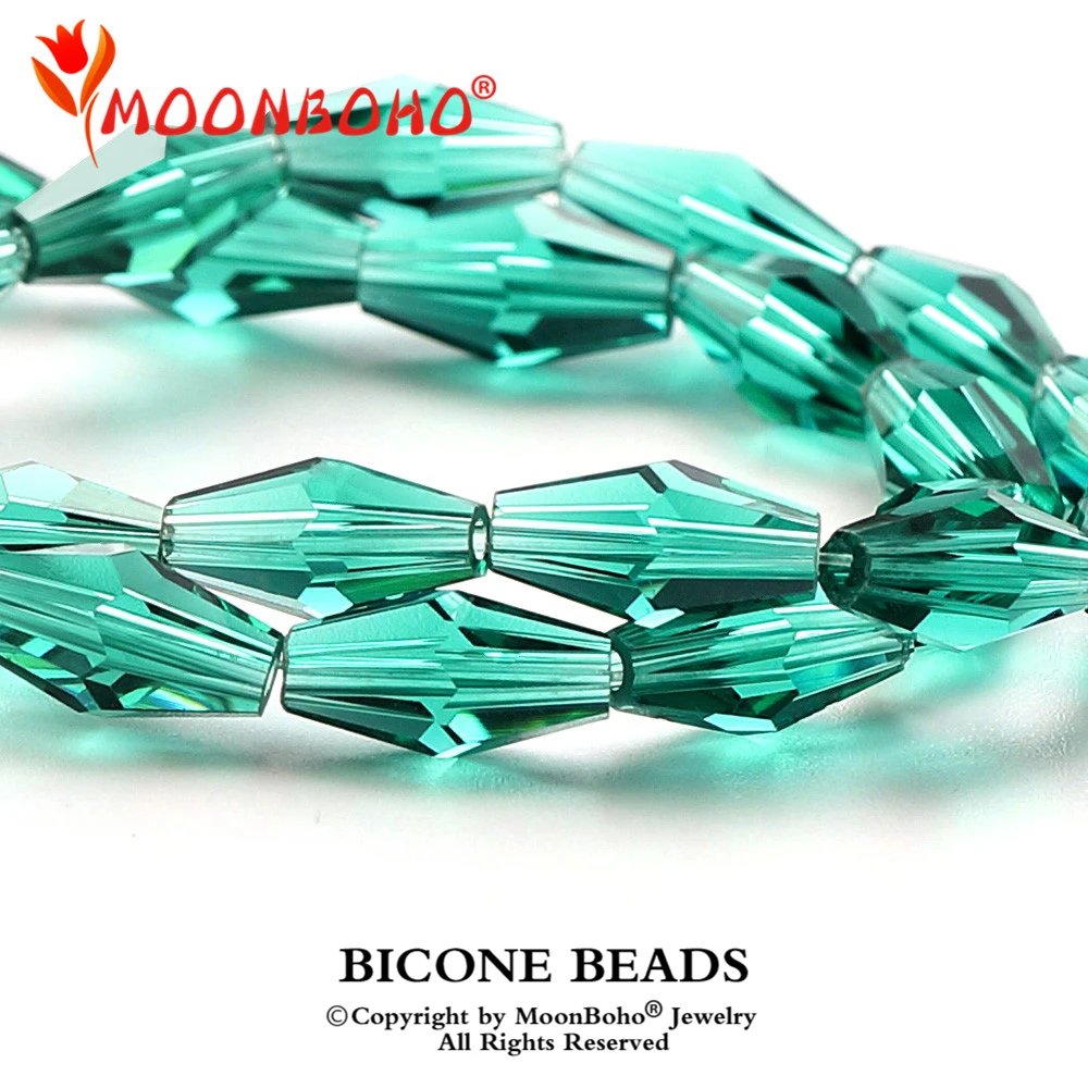 

MOONBOHO 6*12mm Faceted Crystal Bicone Glass beads for beadwork Diy Jewelry Accessories Loose Long Glass Beads Wholesale Sale