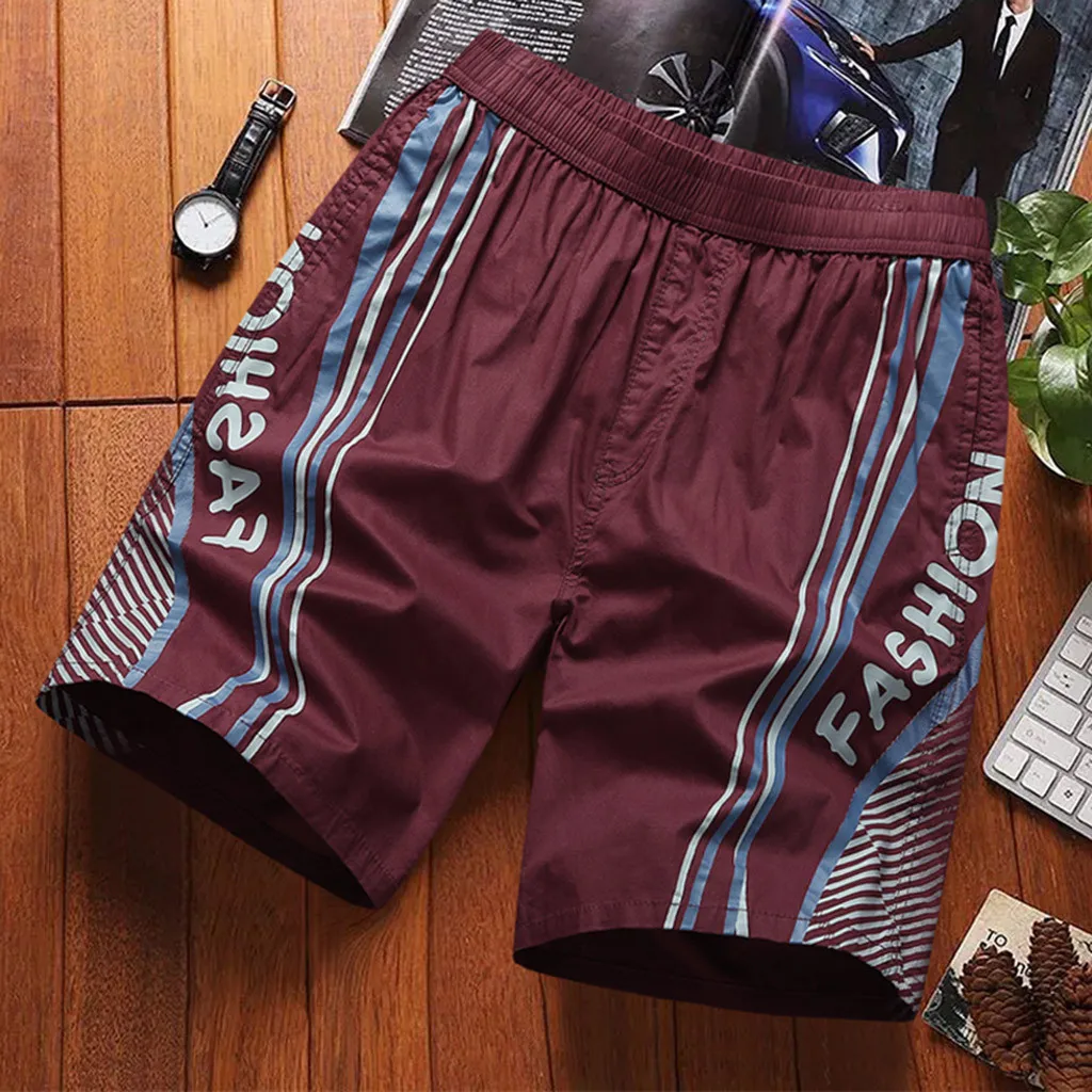 Модные мужские полосатые повседневные спортивные шорты на молнии с эластичным шнуром, Пляжные штаны шорты для мужчин, крутые летние шорты, Лидер продаж