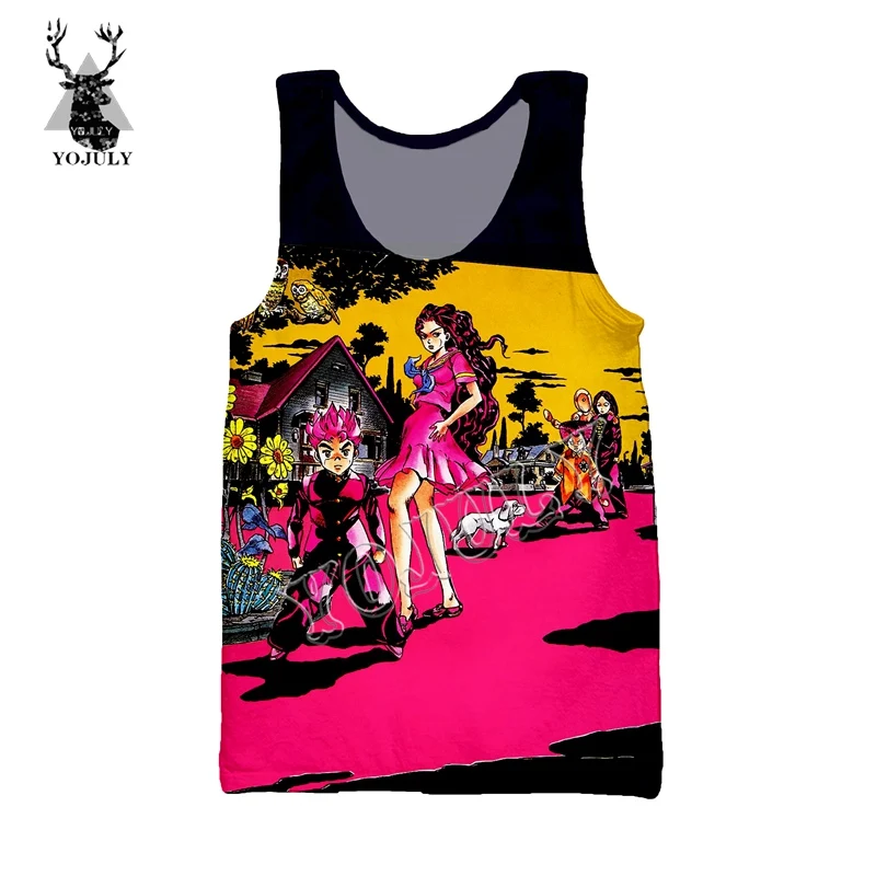 YOJULY Summer Unisex sleeveless shirts 3D Print Anime JoJo Bizarre Adventure Men Vest Women Casual Funny Tops Clothing Ve23