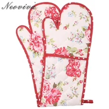 Neoviva хлопчатобумажная парусиновая двойная прихватка с термостойким наполнителем цветочный леденец красный гриль барбекю Barbacoa кухонные перчатки