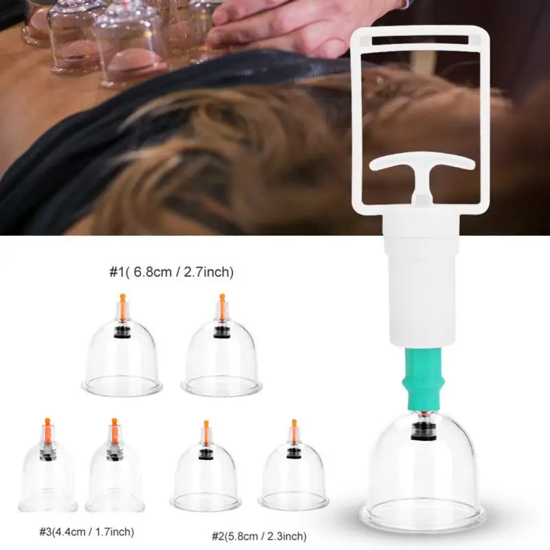 

6pcs Body Vacuum Cupping Cups Kits Chinese Medical Pain Relief Cupping Device Set Vacuum Body Cupping Cans Therapy Body Massager