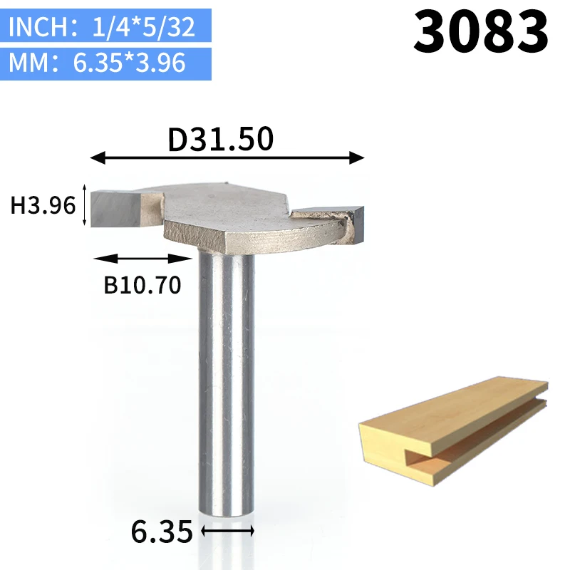 HUHAO 1 шт. 1/" хвостовик Т-образный долбежный резец деревообрабатывающий инструмент 2 фрезы Фрезы для деревообработки долото для деревообработки - Длина режущей кромки: 3083