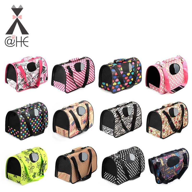 

@HE Dog Carrier Bag Foldable Outdoor Travel Shoulde Colorful Pattern Oxford Cloth With Mesh Multi-Function Portable Bag Medium