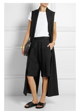 2017 Spring Cool Back Slit Design Ultra Long Women Vest, Extra Long Sleeveless Jacket