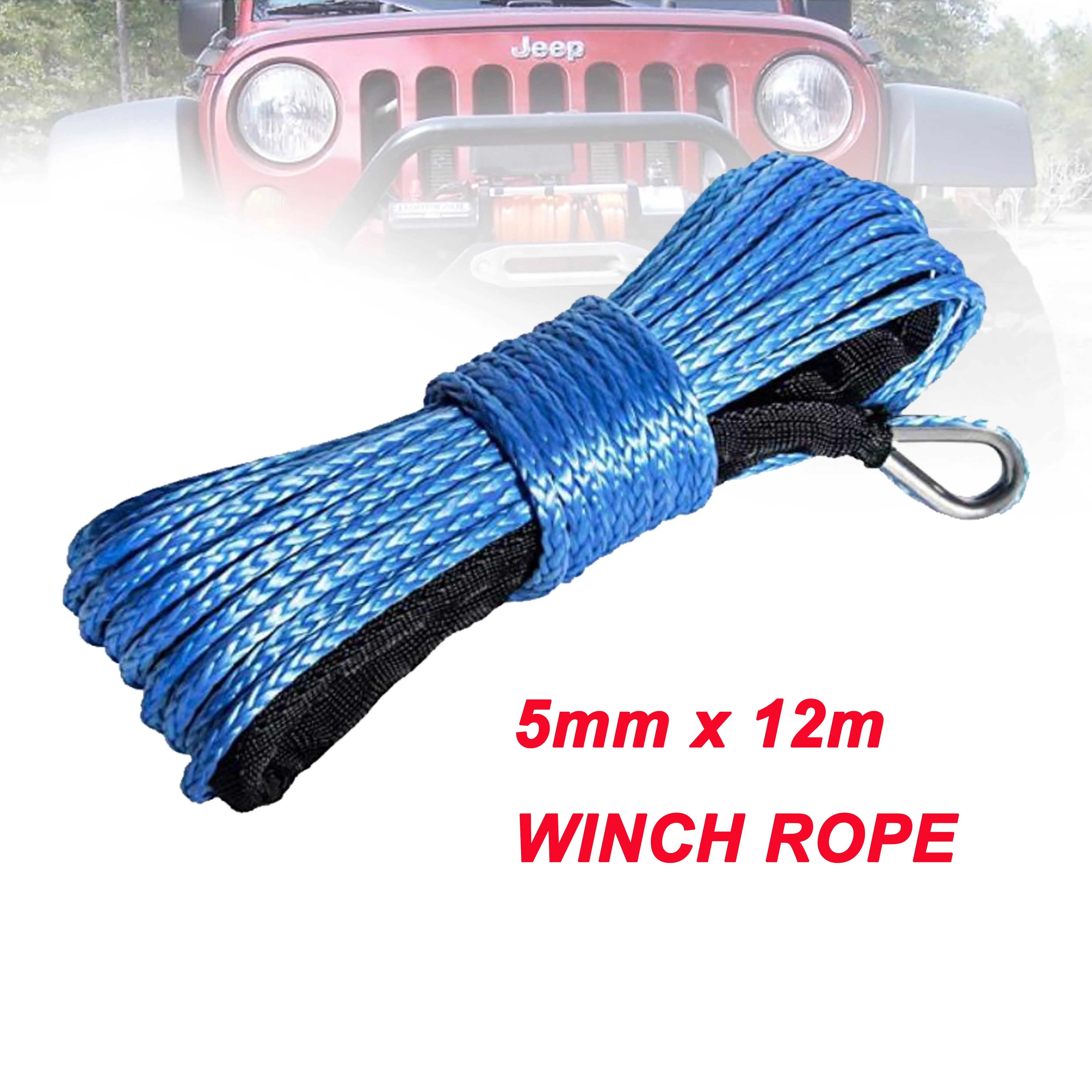 5 мм * 12 м трос лебедки из uhmwpe волокна с оболочкой и наперсток для 4x4 4wd atv utv