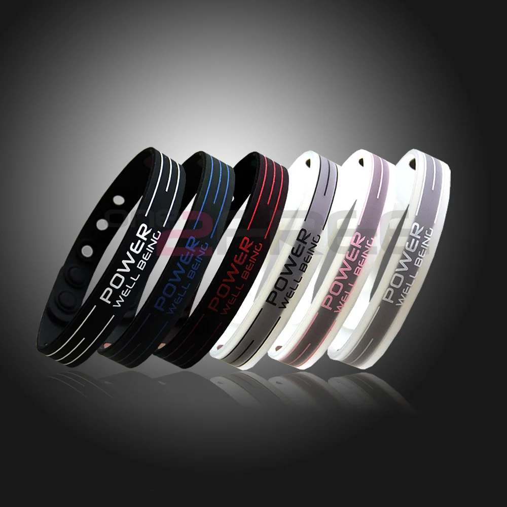 Power Ionics Basketball Silicone Band Wristband Bracelet Classic Style Sport Titanium 2000 ions Balance Healthy Body Color PT001