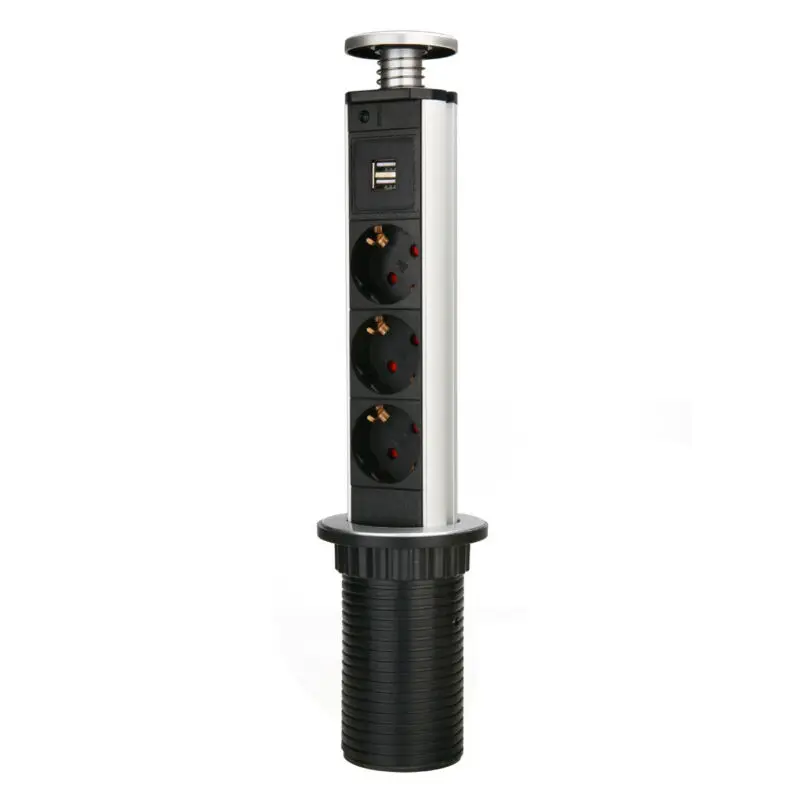 

USB Port Socket 110-250V EU Plug Electrical Extension Cord Outlet Connection Portable Accessories Aluminum alloy