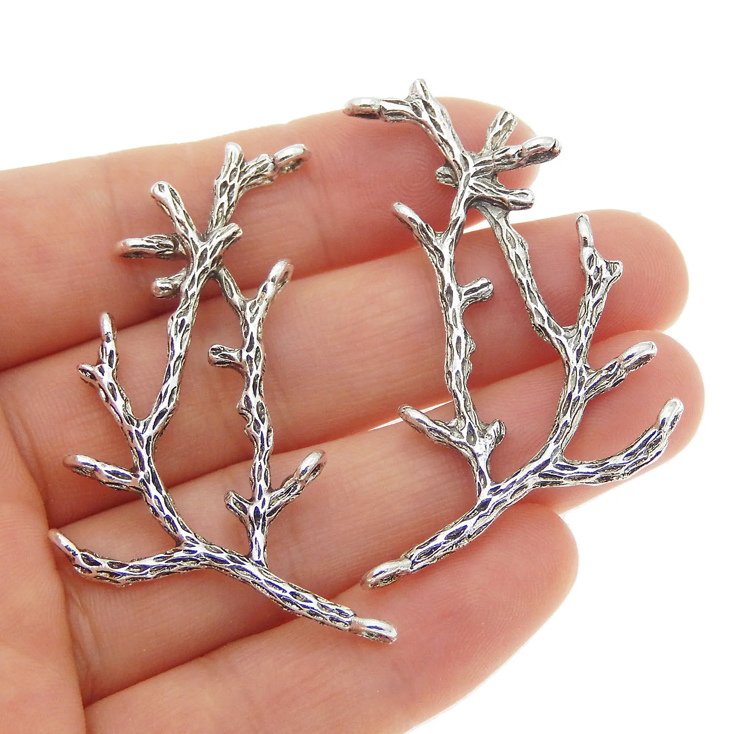 GraceAngie 30PCS Antique Silver Alloy Branch Of Tree Pendant Connector Holes Charms Handmade Jewelry Finding 59*45*6MM 35352