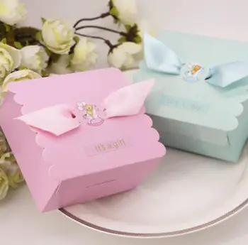 

100Pcs Creative cartoon Baby shower box it's a Boy it's a Girl Candy Box First birthday Party Favor Baby Born 100 days Gift Box