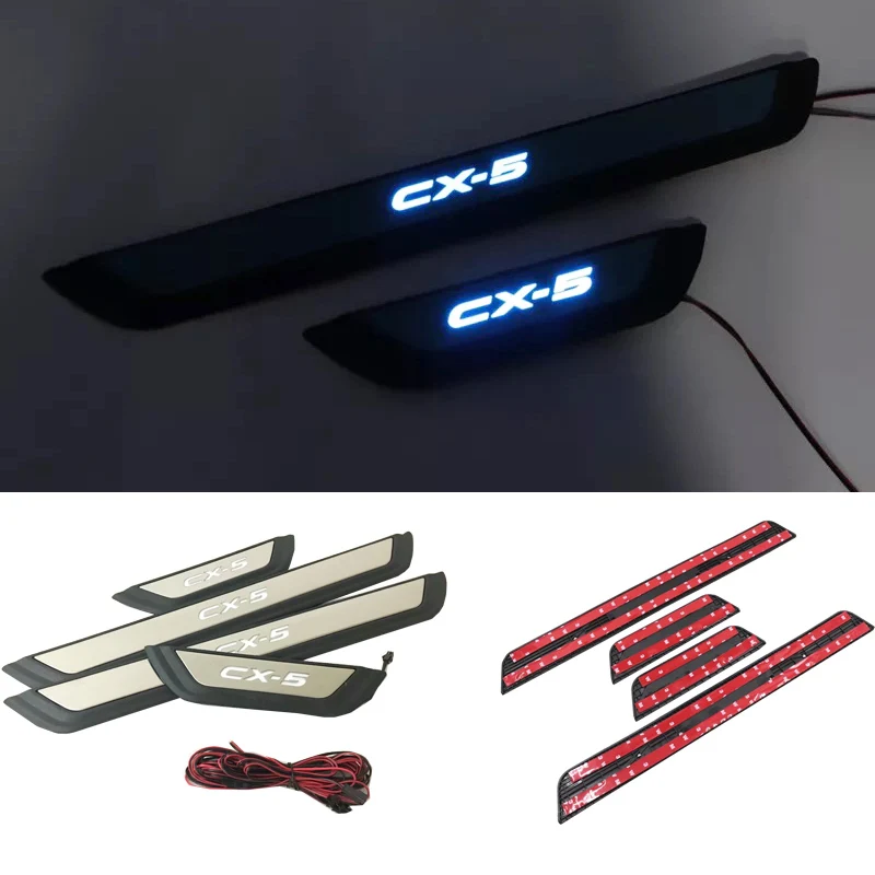 Car font b Interior b font Stainless LED Door Sill Scuff Plate Cover Pedals For Mazda