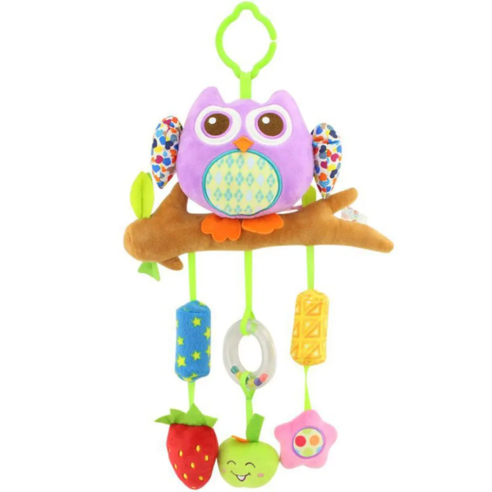 Детские игрушки в виде животных, виндбелл для новорожденных, От 0 до 1 года, кровать, подвесные музыкальные игрушки для родителей и детей - Цвет: Purple owl