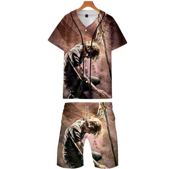 

2019 Shadowhunters two piece set jackets and shorts Kpop Fashion new brand cool print baseball jacket set for men Clothes