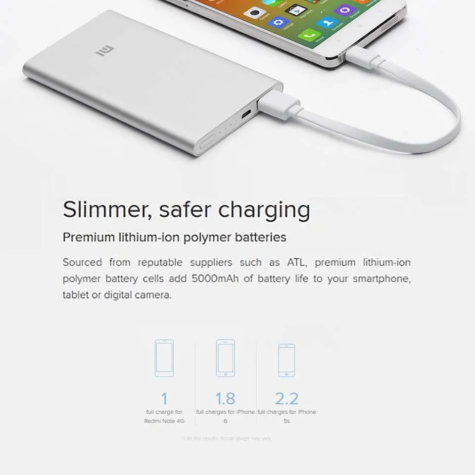 Оригинальный внешний аккумулятор Xiaomi Mi портативное зарядное устройство на 5000