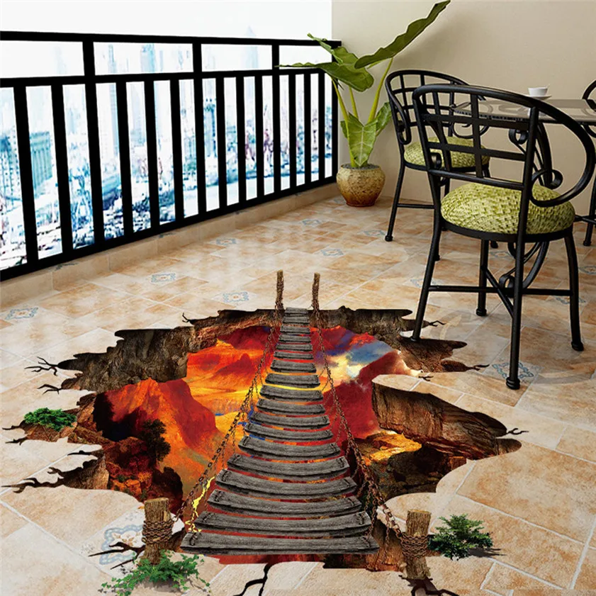 Wallpaper Sticker 3D Flaming Hot Floor Wall Stickers Removable Mural