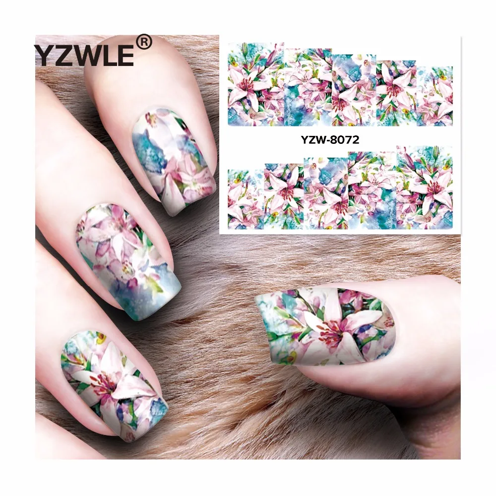 

YZWLE 1 Sheet DIY Decals Nails Art Water Transfer Printing Stickers Accessories For Manicure Salon YZW-8072