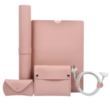 5 in 1 Set Luxury PU Leather Laptop Bag for Macbook Air Pro Retina 11 12 13 15 Case Notebook Cover Charger Mouse Pouch Mouse Pad