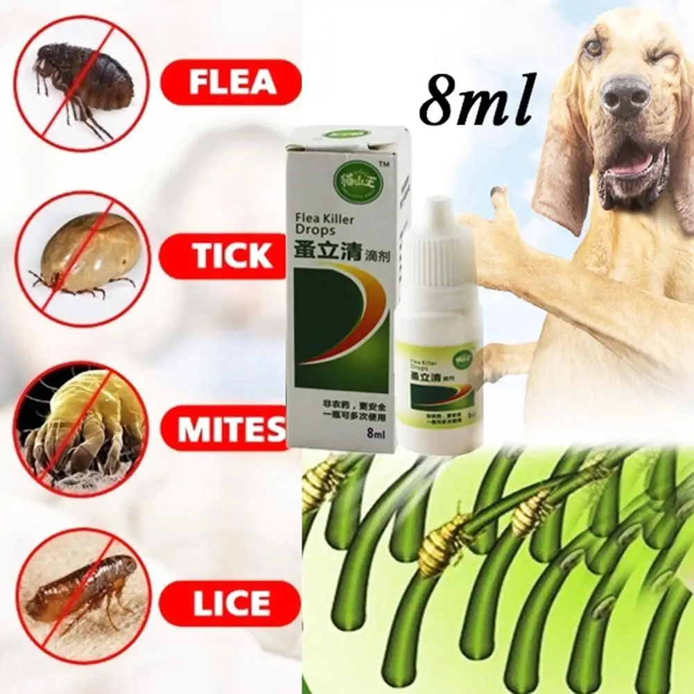 

8ml Pets Dog Cat Anti-flea Drops Insecticide Flea Lice Insect Killer Liquid ！