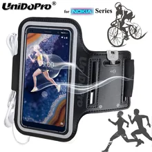 Brazo del teléfono bolsa caso para Nokia 9 Pureview/8 Sirocco 8,1 7,1 7 Plus X7 X6 X5 4,2 3,2 corriendo banda de brazo de cuero de la PU cubierta impermeable(China)