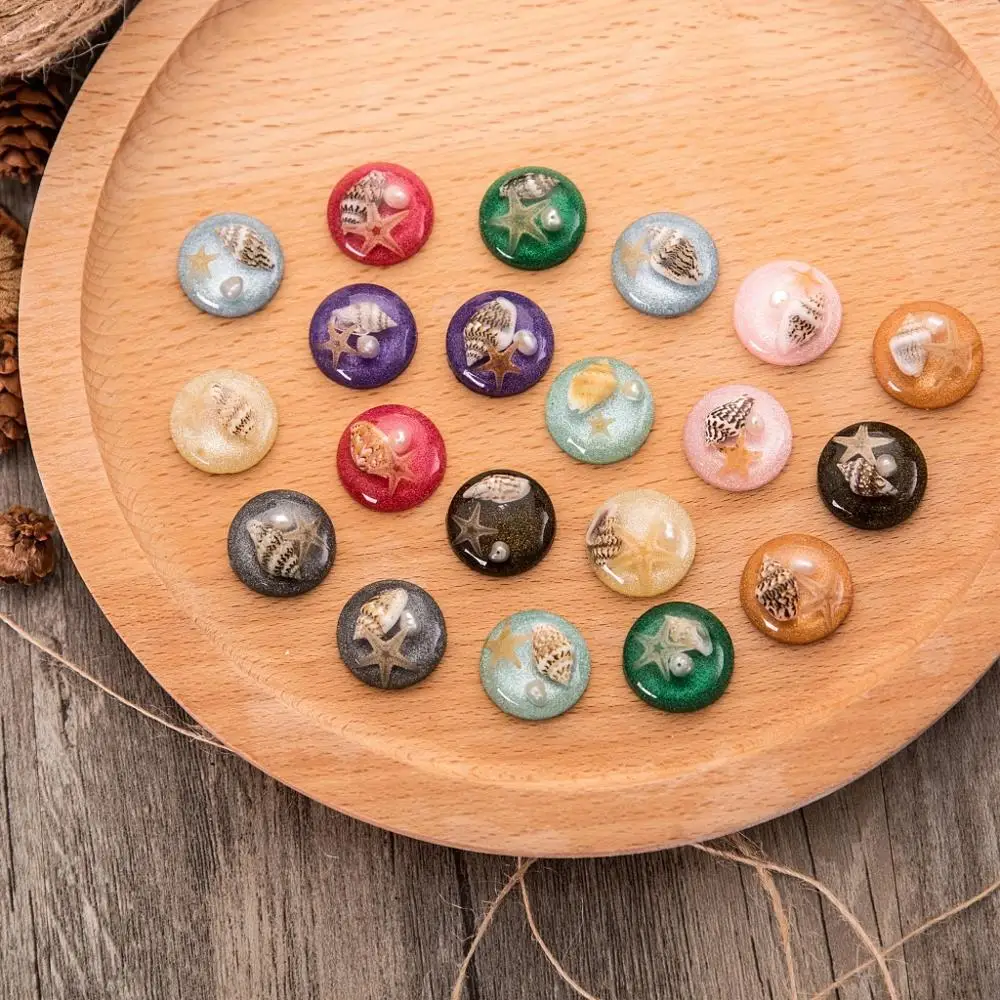 

5 pcs Conch Diameter 20/25mm Round 10 Colors Resin Cabochon Flat back beads Head Rope/ Button/Pendant DIY Jewelry Accessories
