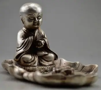 

Tibet silver decoration of Hand Carved Buddha lotus inkstone