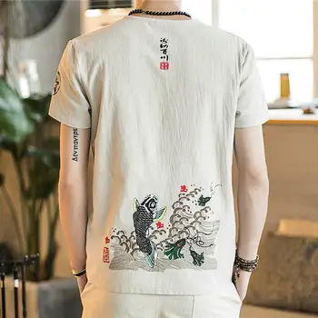 

Short Sleeve Shirts 2019 Men Cotton Linen Shirts Chinese Style Causal Slim High Quality Mens Clotihng 5XL
