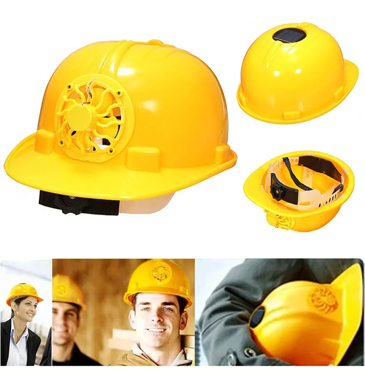 CCGK Yellow Solar Power Safety Helmet Outdoors Working Hard Hat Solar Panel Cooling Fan Construction Workplace Protective Cap (11)