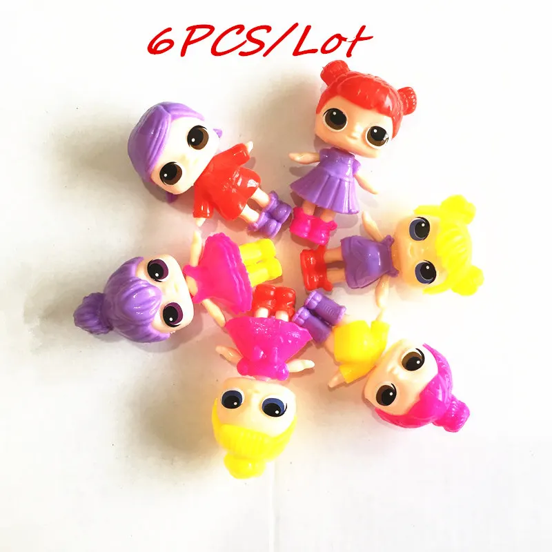 

6PCS/Lot DIY Puzzle mini Children's toys with big-eyed Loles dolls Cartoon cute doll Model Action map girl Birthday Little gift