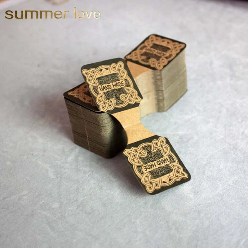 

200pcs/lot Fold Vintage Wholesale Handmade Kraft Paper Tag Card Necklace Jewelry Display Cards Custom Packaging Card 9cm*3.5cm