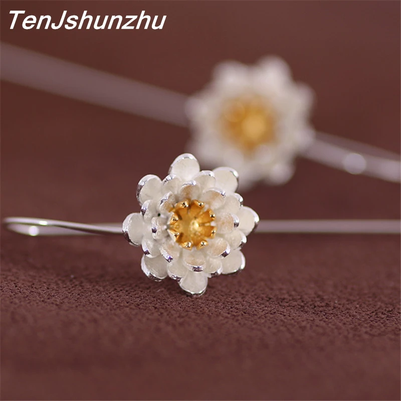

TenJshunzhu Fashion Earrings Flower 925 Sterling Silver Stud Earrings for Women Jewelry Wholesale Valentine's day gifts EH400