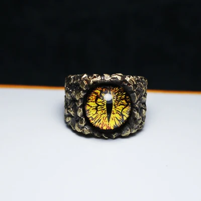 Кольцо органический кристалл ручной работы 925 пробы серебро латунь трещины призрак глаз текстура ретро - Цвет основного камня: Цвет: желтый