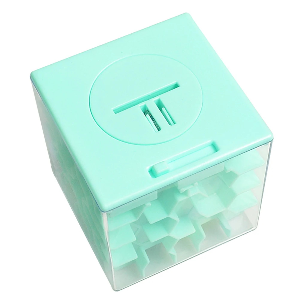 3D Копилка куб спасательная коробка магический лабиринт копилки чехол для монет игра-головоломка катящийся мяч детские развивающие игрушки подарок - Цвет: Синий