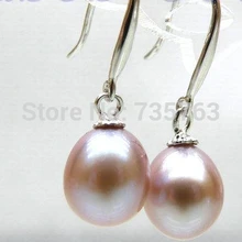 Xiuli 00250 Подлинная 9*10 мм лаванда розовый идеальный падения akoya жемчуг болтаться серьги 14 KGPT