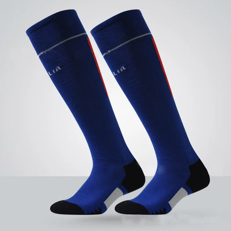 Футбольные носки, футбольные толстые теплые носки, гольфы, спортивные носки для детей и взрослых - Цвет: Синий