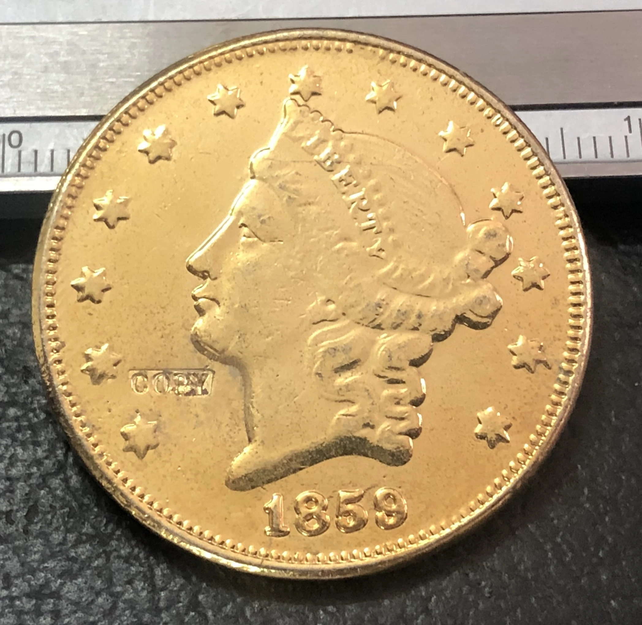1859 P.O.S LIBERTY HEAD(без девиза на обратном направлении) 20 долларов или двуглавый орёл