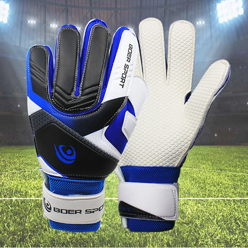

Professional Teenager Men's Goalkeeper Anti-skid 5 Finger Protection Gloves Thickened Latex Soccer Football Goalie Goal Gloves