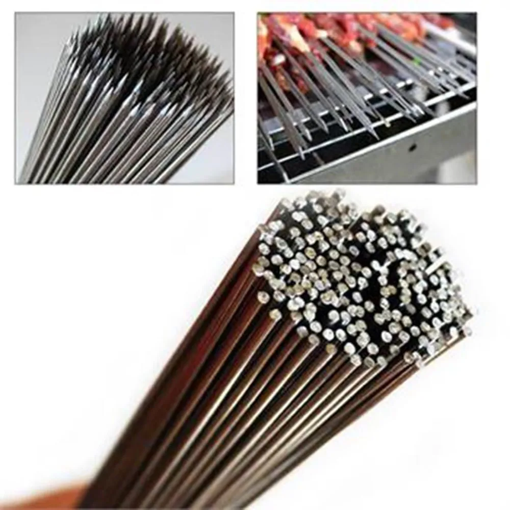 

50pcs Stainless Steel Barbecue Round Stick 35cm BBQ Skewers Kabob Circle Needle Picnic Party Tool #277509