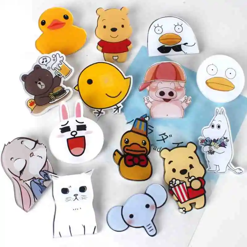1PCS Duck bear Cat Chick Icon Acrylic Brooch Badges Harajuku Pin Buttons Backpack Clothes Accessories Free shipping Kids gift | Дом и сад