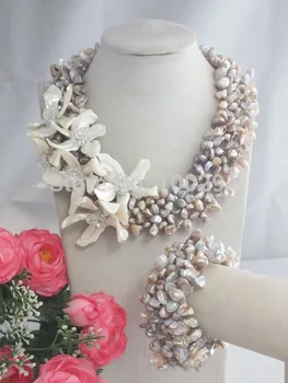 

New African party flower necklace earring, shell beads jewelry set MN-3470