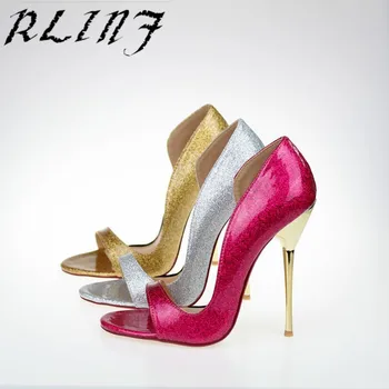 

RLINF 2018 Glitter party Concise Pointed Toe Office High Heels Patent Leather Oversized Sandals 40 41 42 43 --46 47 48 49 50