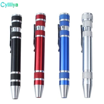 

8 In 1 Precision Magnetic Pen Style Screwdriver Screw Bit Set Slotted Phillips Torx V1.5-3.5 Repair Portable DIY Tool 50pcs/lot