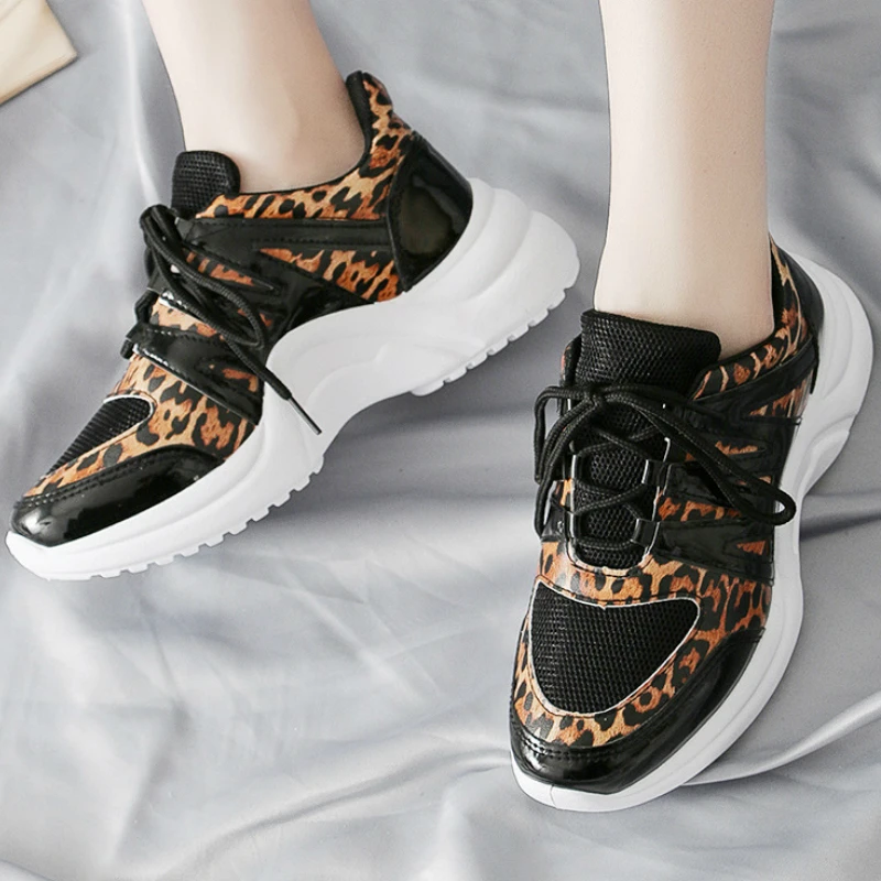 

New leopard women sneakers mixed colors Fashion high quality wedges shoes for women tenis feminino moda mujer 2019 A25-18