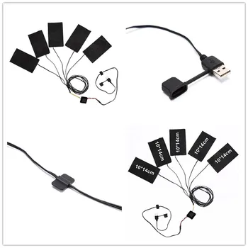 

1 to 5 USB Electric Heating Pads 8.5W Thermal Clothes Warmer Carbon Fibre Switch Cloth gloves shoes Heating 1 Set