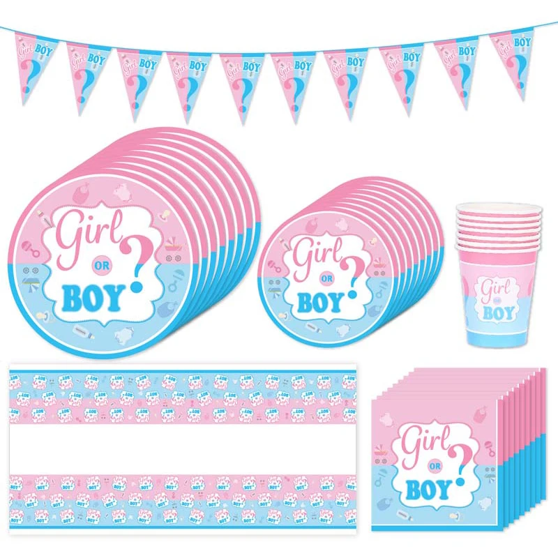 

Gender Reveal Party Disposable Tableware Boy or Girl Pink Blue Party Paper Plate Cup Gender Reveal Decor Baby Shower gift Favors