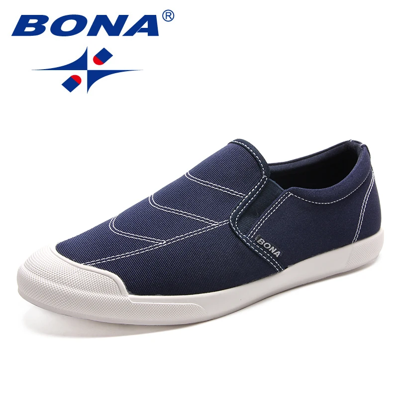 

BONA New Popular Style Men Casual Shoes Elastic Band Men Shoes Canvas Men Loafers Comfortable Men Flats Soft Fast Free Shipping