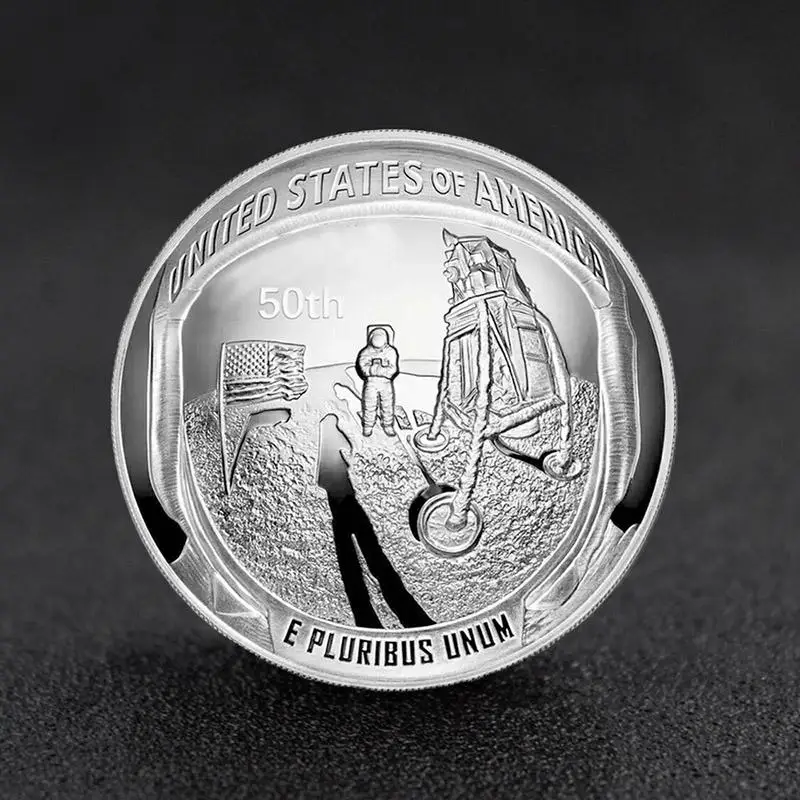 США 50-летие Аполлон 11 Луна Посадка Серебро позолоченные памятные монеты Новинка монета