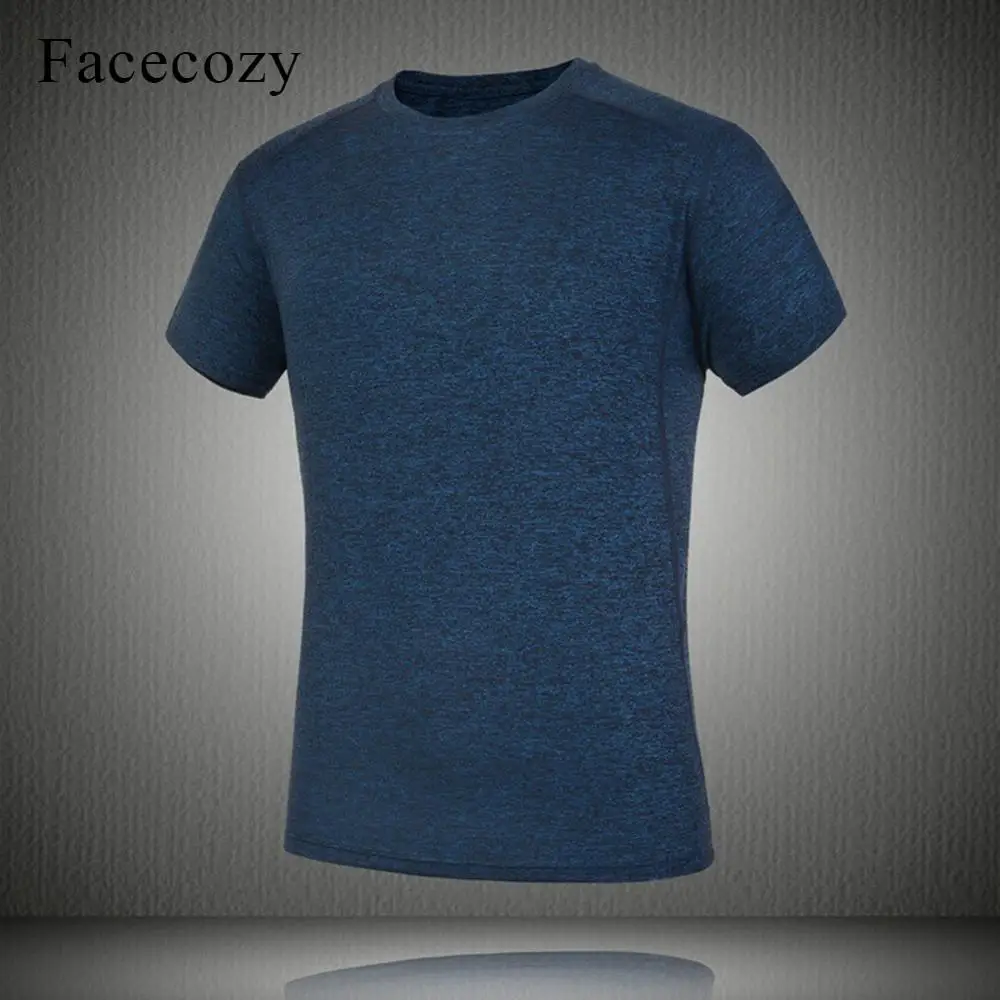 Facecozy мужские летние эластичные спортивные футболки для тренировок однотонные