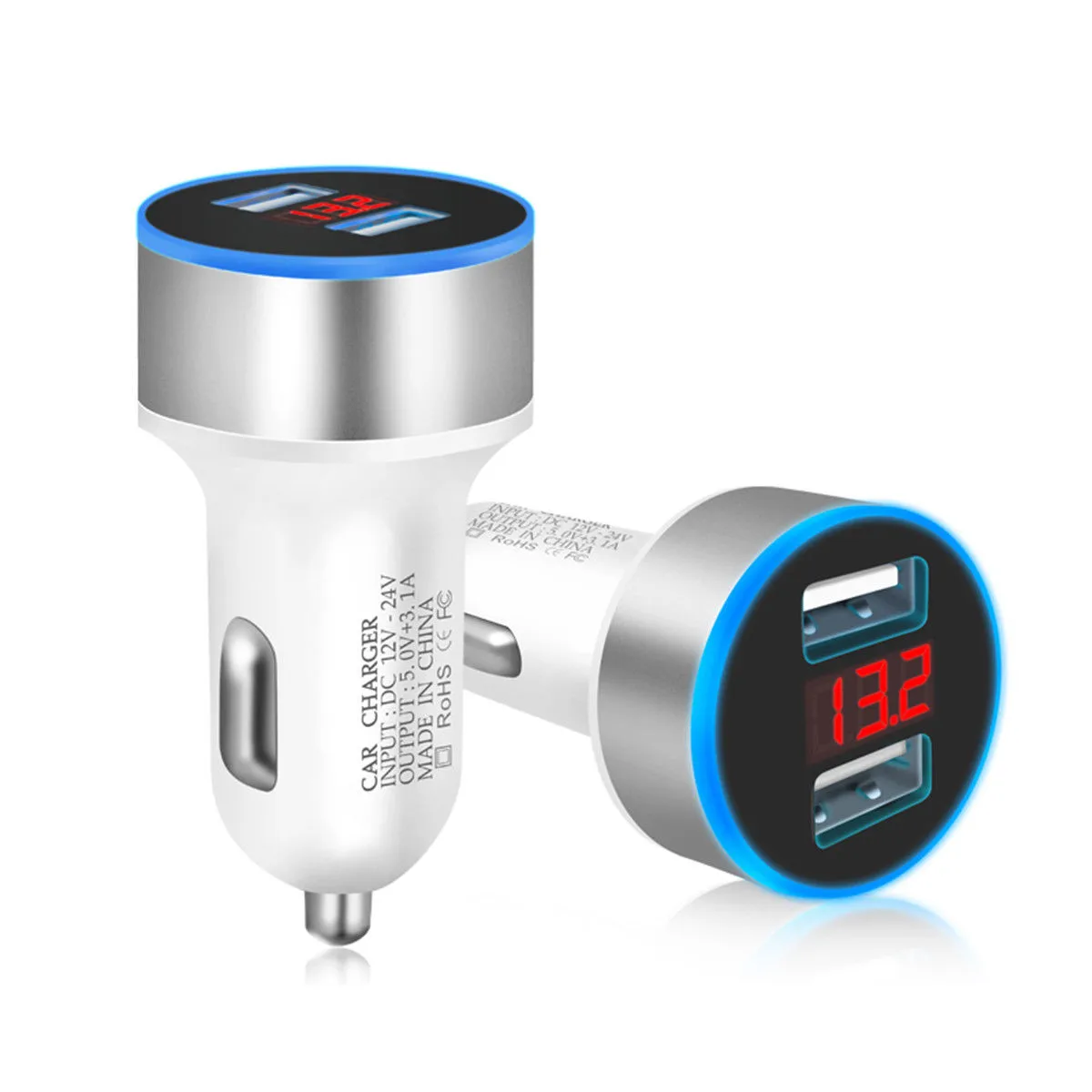 

Dual USB Car Charger Adapter 3.1A Digital LED Voltage/Current Display Auto Vehicle Metal Charger For Smart Phone/Table Mi